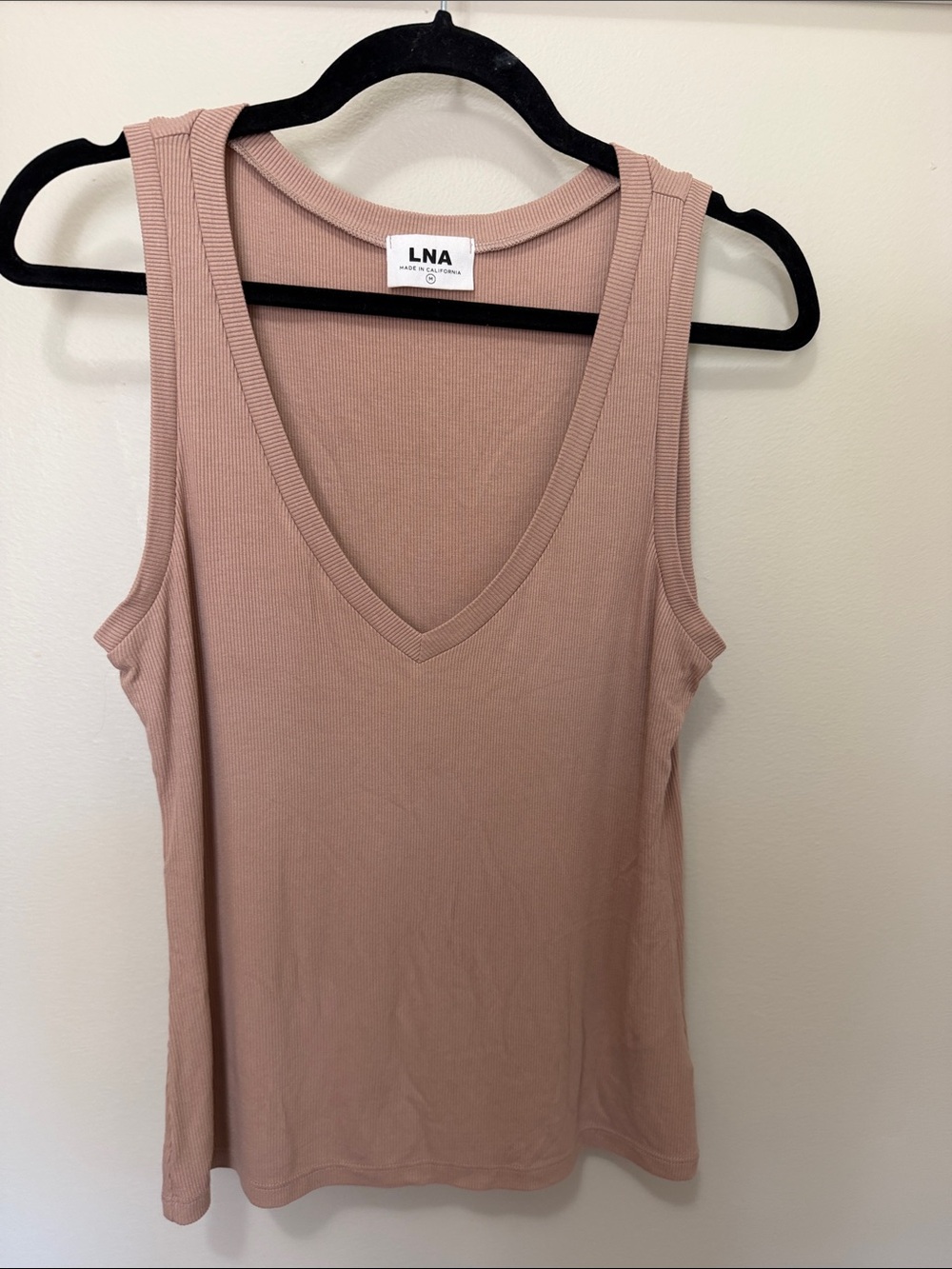 LNA Ribbed V-Neck Tank in Dusty Rose